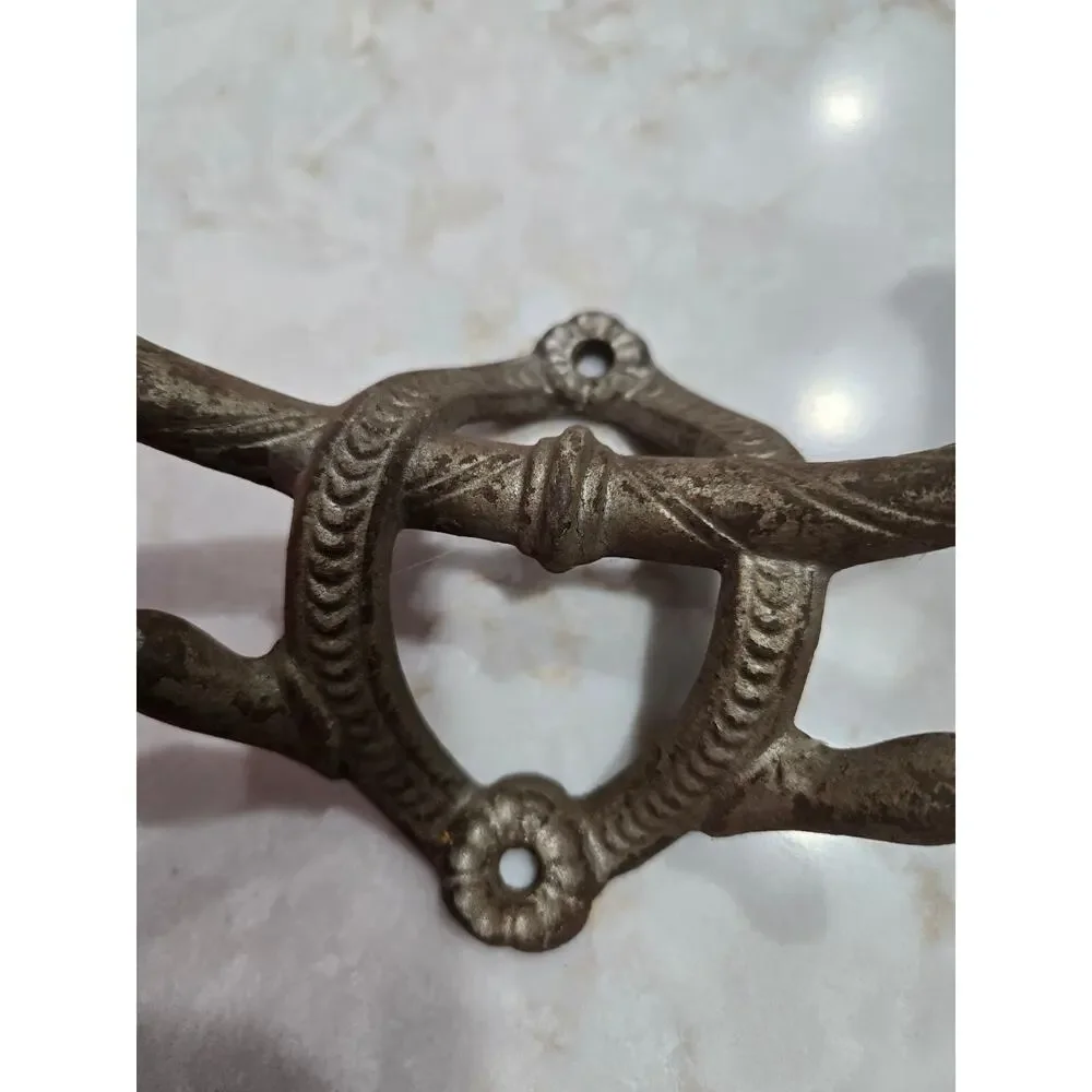 Antique Wall Mounted Cast Iron Dual Coat Hook & Hat Hall Tree Hanger Victorian
